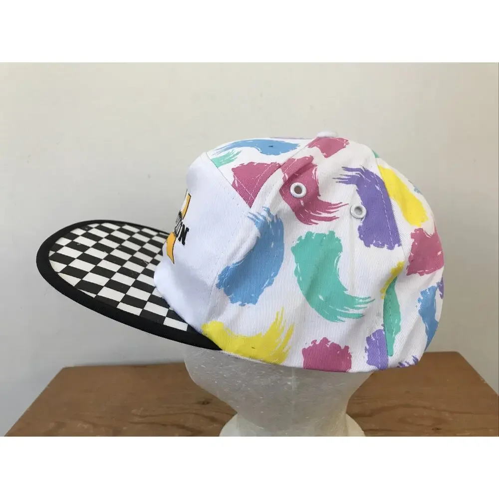 Vtg 90s Old Dominion VA Virginia Checkered Vaporwave Adjustable Cotton Cap Hat